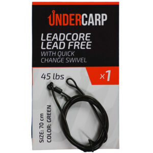 Leadcore free woven with Quick Change Swivel 45 lbs 70 cm – green undercarp