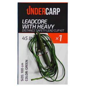 Leadcore with heavy distance safety lead clip kit 45 lbs 100 cm green undercarp